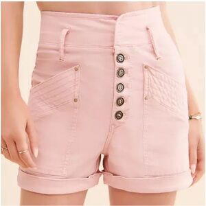 NWOT Anthropologie high-rise button fly patch pocket cuffed hem shorts